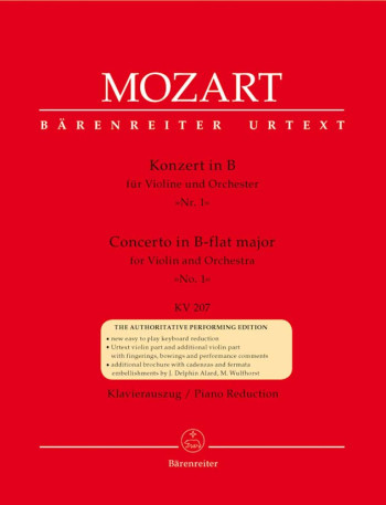 Concerto No.1 Bb Major Kv207: Violin & Piano (Barenreiter)