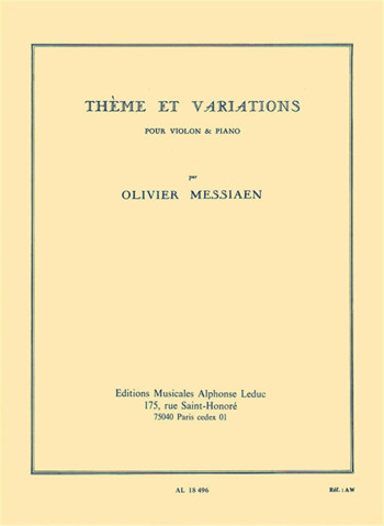 Theme Et Variations: Violin & Piano (Leduc)