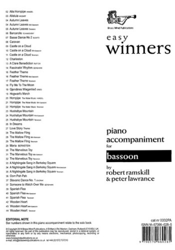 Easy Winners Bassoon: Piano Accompaniment (Brasswind)