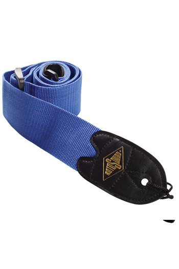 Rotosound Guitar Strap - 2" Webbing - Leather Ends Blue