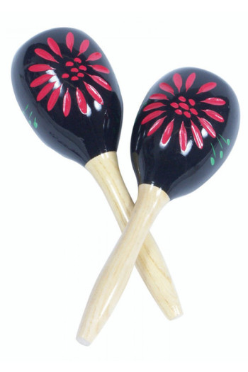 Wooden Maracas - Painted Flower Pattern