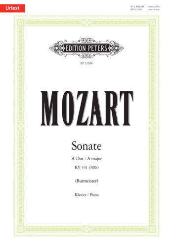 Sonata A Major: K331: Piano (Peters)