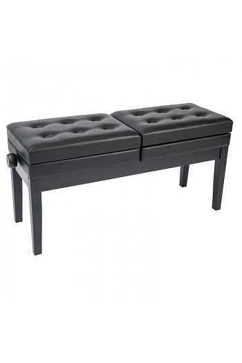 Kinsman KPB20BK Satin Black Double Piano Stool / Bench - Adjustable With Storage