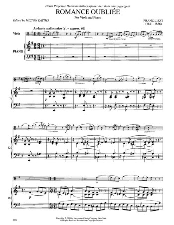 Romance Oubilee: Viola & Piano (International)