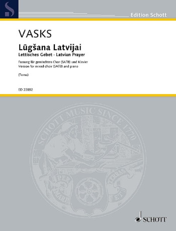 Latvian Prayer: Mixed Choir (SATB & Piano) (Schott)