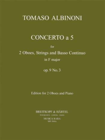 Oboe Concerto Op.9 No.3: 2 Oboes & Piano (Breitkopf)