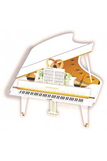 3D Card - White Wedding Grand Piano