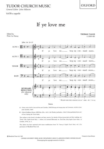 If Ye Love Me Vocal Score: SATB (OUP)