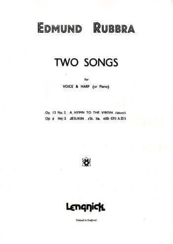 Two Songs Opus 4 Nr 2/Opus 13 Nr 2: Voice & Piano