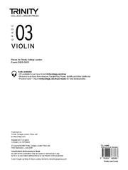 Trinity College London Violin Exam Pieces Grade 3 Violin Part Only From 2020
