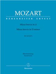 Missa Brevis In D Minor (K.65): Vocal Score  (Barenreiter)