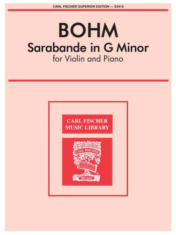 Sarabande In G Minor: Violin & Piano (Fischer)
