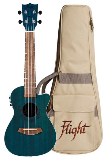 Flight DUC380 CEQ Electro Acoustic Gemstone Topaz Concert Ukulele