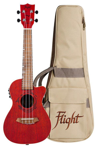 Flight DUC380 CEQ Electro Acoustic Gemstone Coral Concert Ukulele