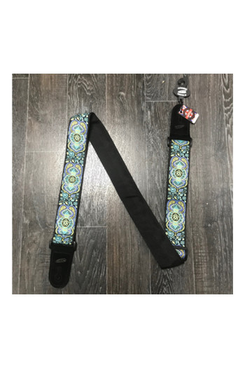 Leathergraft Guitar Strap - Jacquard Flower Pattern Green