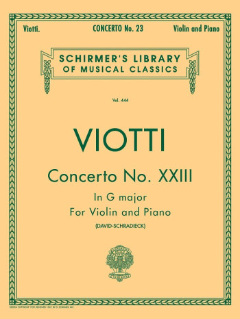 Concerto G Major No.23: Violin & Piano (Schirmer)