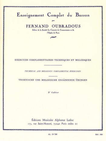 Complete Method For Bassoon: Vol 3: Tutor (Oubradous) (Leduc)