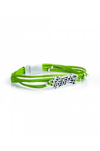 Green Music Score Small Leather Bracelet