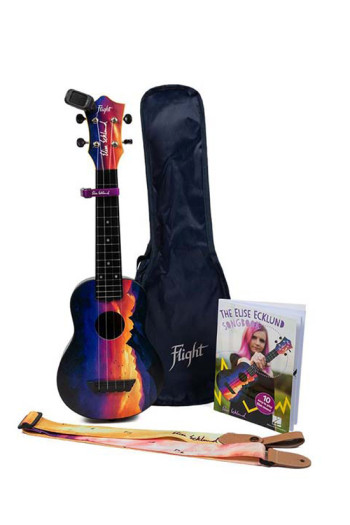 Flight TUSEE Elise Ecklund Sunset Travel Soprano Ukulele Bundle