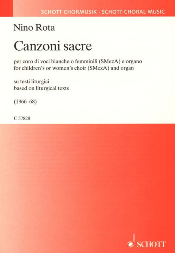 Canzoni Sacre For Children's Or Women's Choir (SMezA) And Organ (Schott)