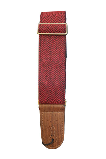 Acorn Guitar Strap Vegan Tweed - Cork Ends - Red