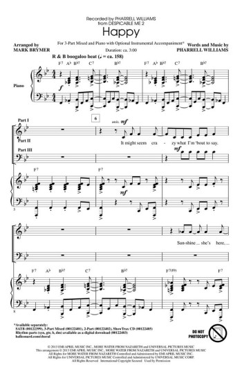 Happy From Despicable Me 2 Vocal: SAB (Brymer)