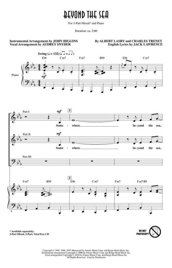 Beyond The Sea: Vocal: SAB And Piano (Trent/Lasry)