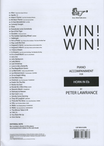 Win! Win! For Horn Eb (Tenor) Piano Accompaniment