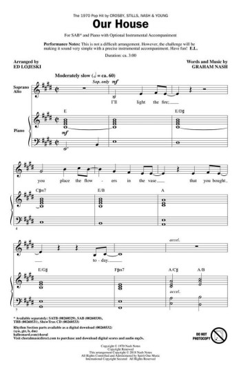 Our House; Mixed Choir Vocal SAB (Nash)