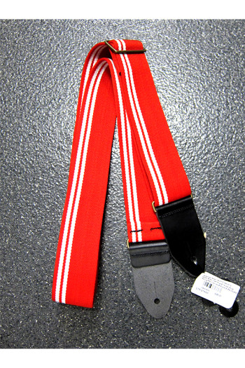 Leathergraft Guitar Strap - Racing Stripe - Canvas 2" Red & White