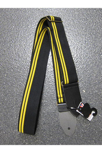 Leathergraft Guitar Strap - Racing Black Canvas & Suede Ends 2"