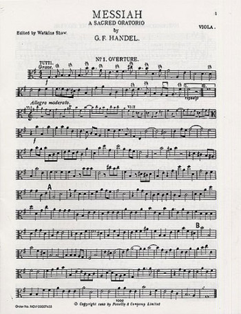 Messiah Viola (Edited By Watkins Shaw) (Novello)