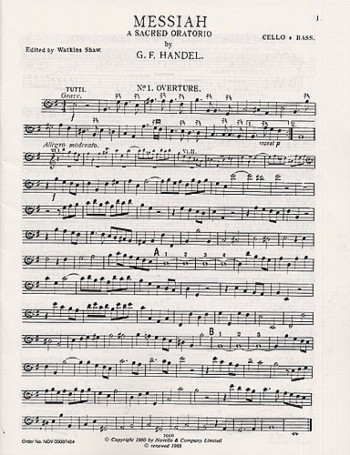 Messiah Cello & Bass (Edited By Watkins Shaw) (Novello)