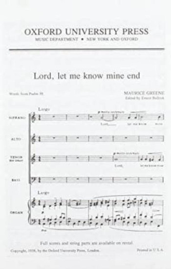 Lord, Let Me Know Mine End For SATB And Strings Or Organ (OUP)
