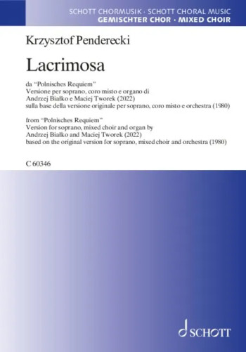 Lacrimosa: Mixed Choir (SATB) & Organ (Schott)