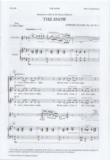 The Snow Vocal SSA And 2 Violins (Novello)