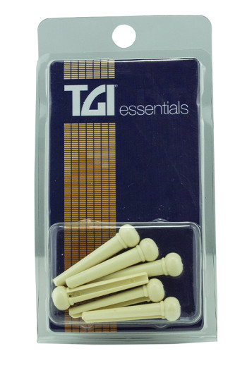 TGI Bridge Pins With End Pin, Set Of 6, Cream Plastic With Dot