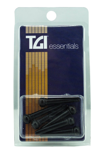 TGI Bridge Pins With End Pin, Set Of 6, Black Plastic With Dot
