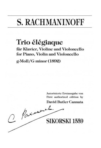 Trio Élégiaque In G Minor: Piano Trio Set Of Parts (Sikorski)