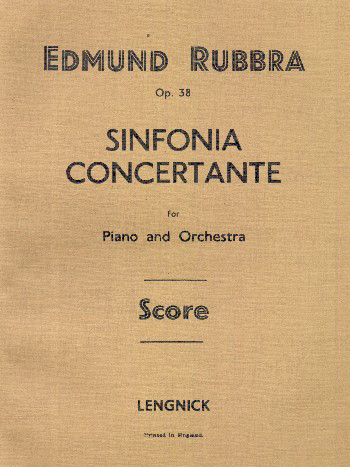 Sinfonia Concertante Opus 38 Orchestra And Piano Score