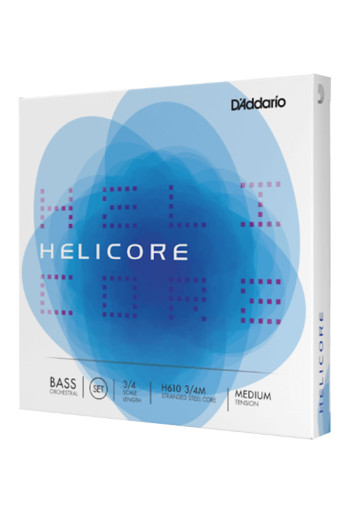 DAddario Helicore Orchestral Bass String Set, 3/4 Scale, Medium Tension