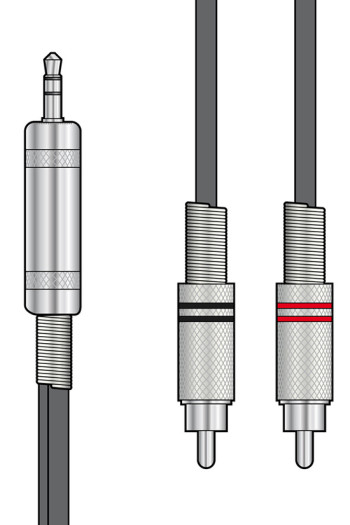 Audio Cable 1.5m  3.5mm To 2X RCA Phono