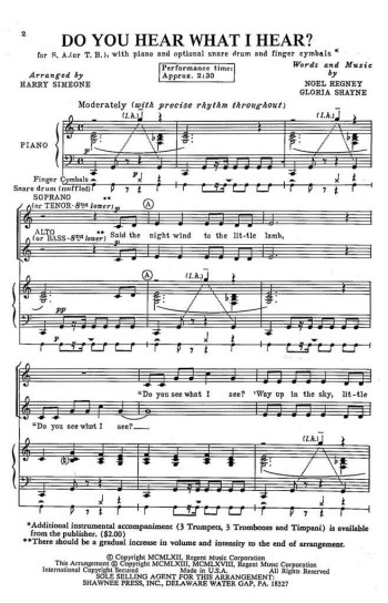 Do You Hear What I Hear Vocal SATB
