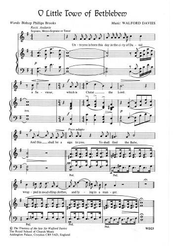O Little Town Of Bethlehem: Mixed Voices SATB (RSCM)