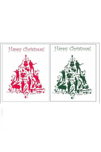Christmas Tree Jazz - Red And Green Christmas Cards (Pack 10)