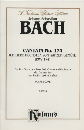 Cantata Bwv174: Vocal Score SATB (Kalmus)
