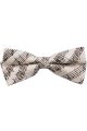 White Pure Silk Bow Tie With Black Manuscript Design