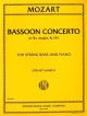 Bassoon Concerto Bb Major: K191: Bassoon Concerto For Double Bass & Piano