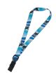 Ukulele Strap Nylon Webbing LG 1" Hawaiian Blue - Sling/Hook