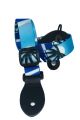 Ukulele Strap Nylon Webbing LG 1" Hawaiian Blue - Button End